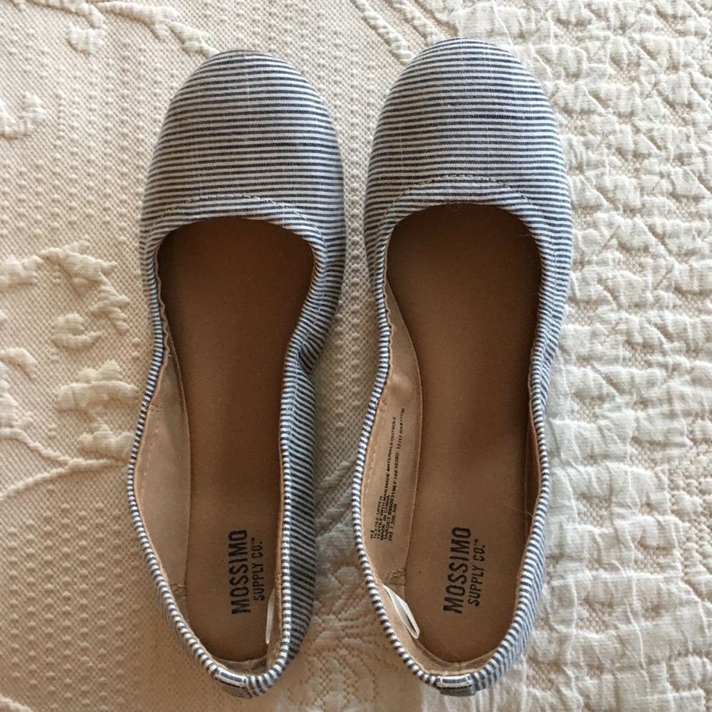 Ballet flats blue stripe textile shoes comfy 6.5